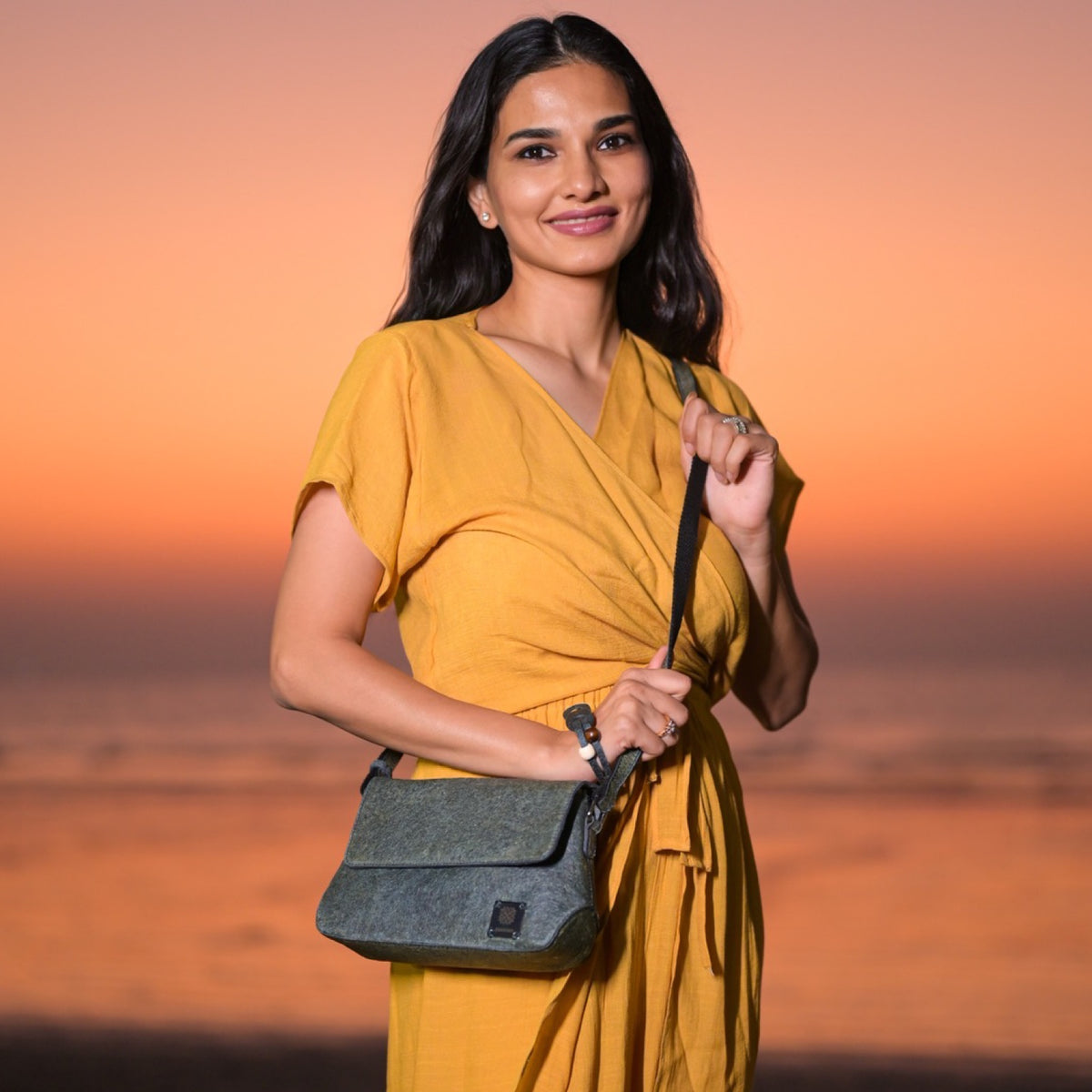 Vegan Cross-body Bag | Natural Sling bag made of coconut leather