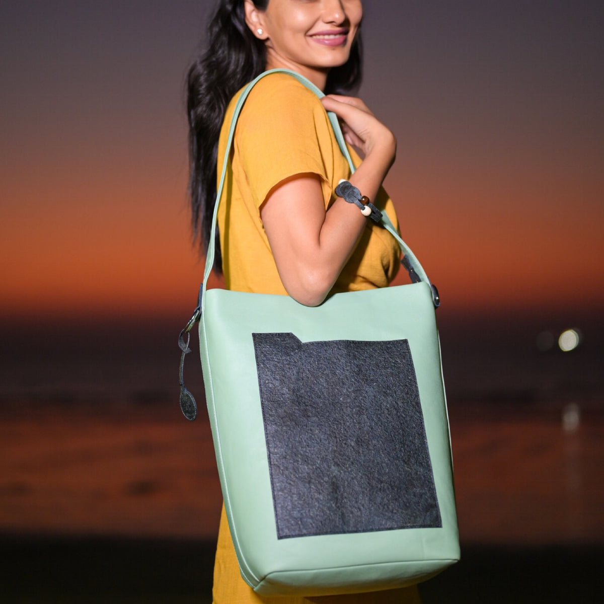 ZenKind Kanso — Slim Carryall Tote (EORI eucalyptus leather)