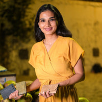 Vegan Pocket Card Holder | Natural Red Card Holder made of coconut leather