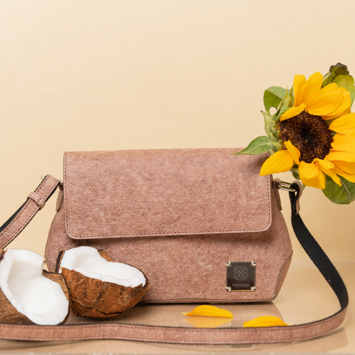 Vegan Cross-body Bag | Natural Sling bag made of coconut leather
