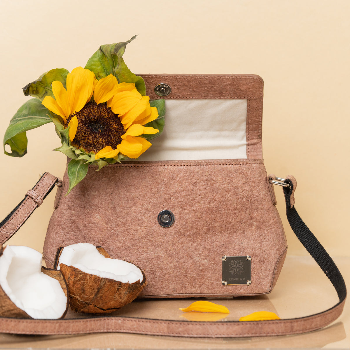 Vegan Cross-body Bag | Natural Sling bag made of coconut leather