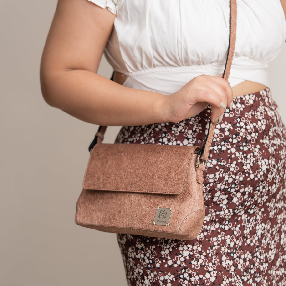 Vegan Cross-body Bag | Natural Sling bag made of coconut leather