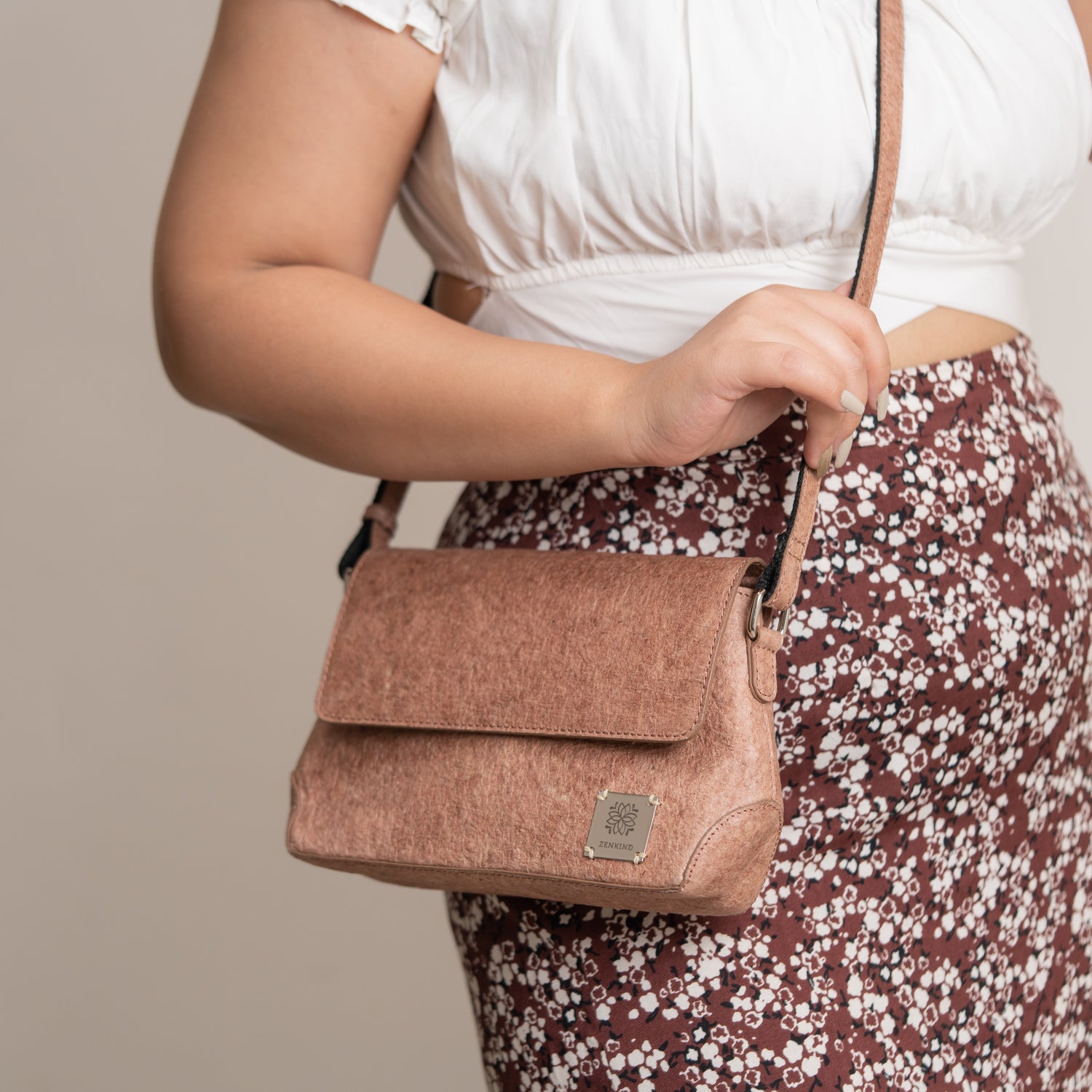 Vegan Cross-body Bag | Natural Sling bag made of coconut leather