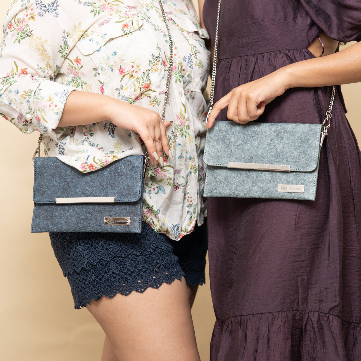 Vegan Leather Chain Bag | Natural Envelope Sling made of coconut leather