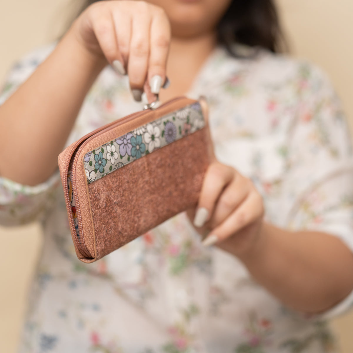 Vegan Womens Wallet | Natural Floral Wallet made of coconut leather