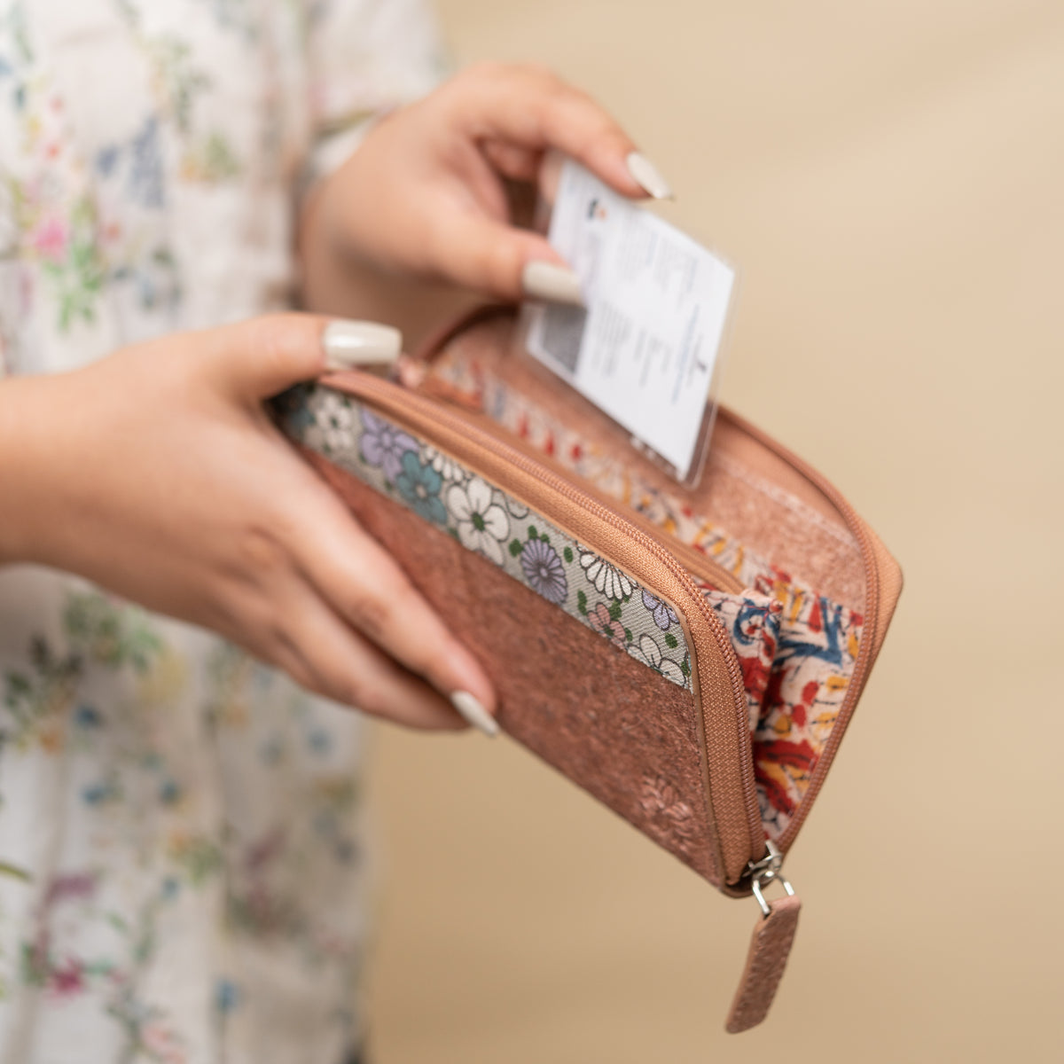 Vegan Womens Wallet | Natural Floral Wallet made of coconut leather