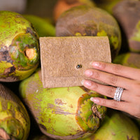 Vegan Flap Card Holder | Natural Flap Wallet made of coconut leather