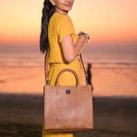 Vegan Tote Bag | Black Natural Tote made of coconut leather