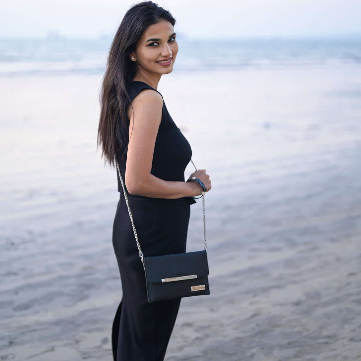 Vegan Leather Chain Bag | Natural Envelope Sling made of coconut leather